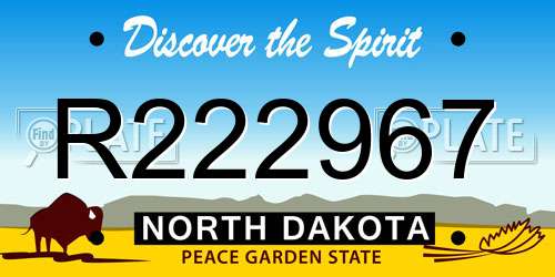 R222967 North Dakota License Plate