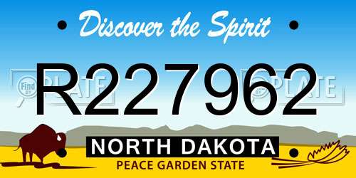 R227962 North Dakota License Plate