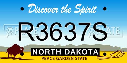 R3637S North Dakota License Plate