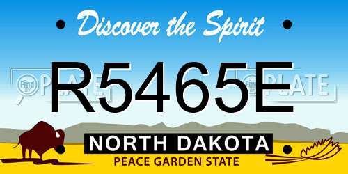 R5465E North Dakota License Plate