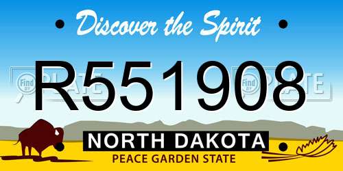 R551908 North Dakota License Plate