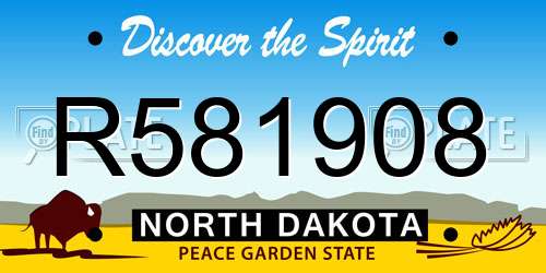 R581908 North Dakota License Plate