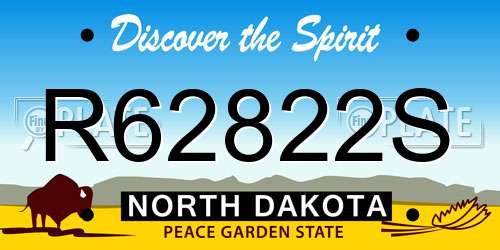 R62822S North Dakota License Plate