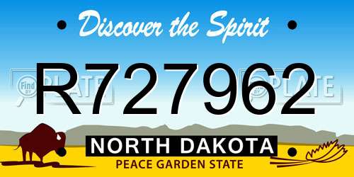 R727962 North Dakota License Plate