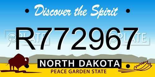R772967 North Dakota License Plate
