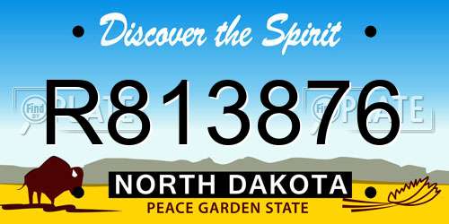 R813876 North Dakota License Plate