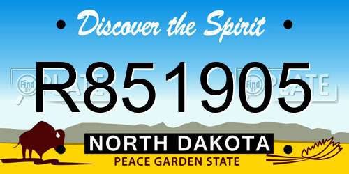 R851905 North Dakota License Plate