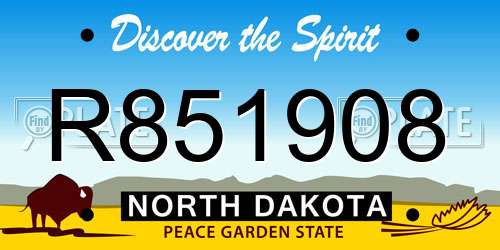 R851908 North Dakota License Plate