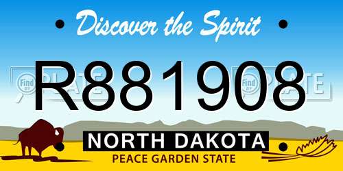 R881908 North Dakota License Plate