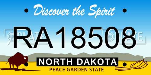 RA18508 North Dakota License Plate