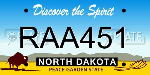 RAA451 North Dakota License Plate