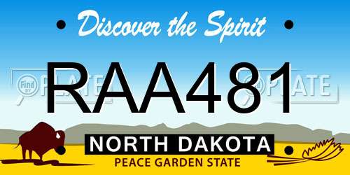 RAA481 North Dakota License Plate