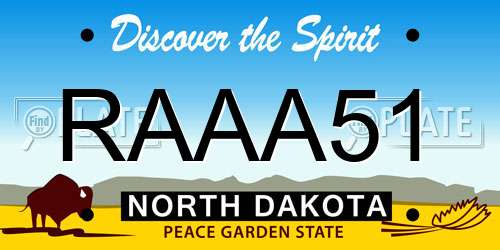 RAAA51 North Dakota License Plate