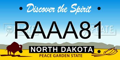 RAAA81 North Dakota License Plate