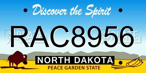 RAC8956 North Dakota License Plate