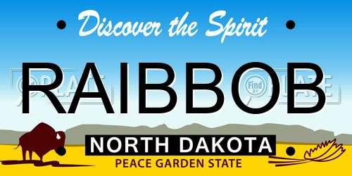 RAIBBOB North Dakota License Plate