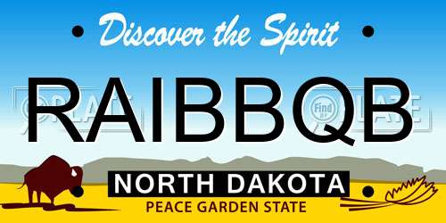 RAIBBQB North Dakota License Plate