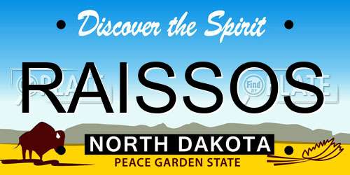 RAISSOS North Dakota License Plate