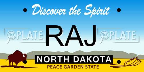 RAJ North Dakota License Plate