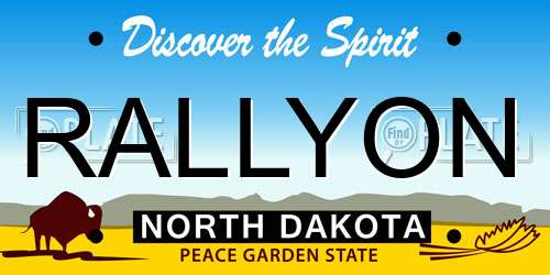 RALLYON North Dakota License Plate