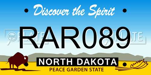 RAR089 North Dakota License Plate