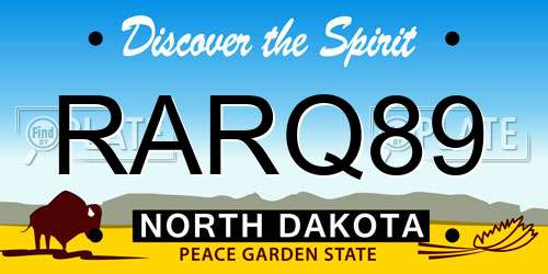 RARQ89 North Dakota License Plate