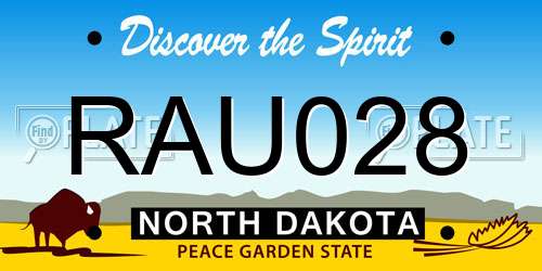 RAU028 North Dakota License Plate