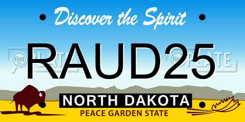 RAUD25 North Dakota License Plate