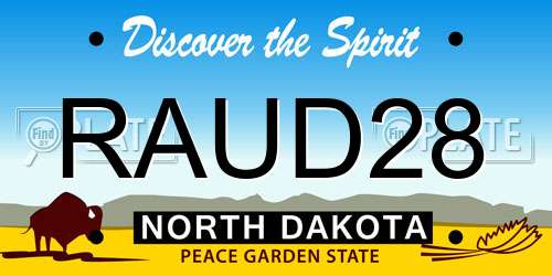 RAUD28 North Dakota License Plate