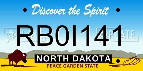 RB0I141 North Dakota License Plate