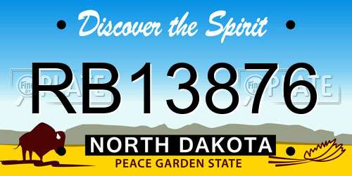RB13876 North Dakota License Plate