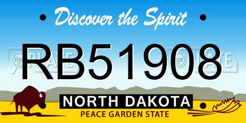 RB51908 North Dakota License Plate