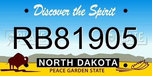 RB81905 North Dakota License Plate
