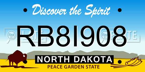 RB8I908 North Dakota License Plate