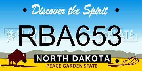 RBA653 North Dakota License Plate