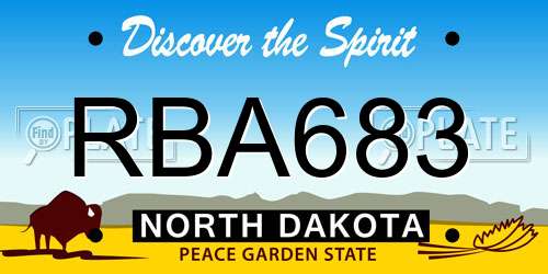 RBA683 North Dakota License Plate