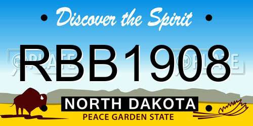 RBB1908 North Dakota License Plate