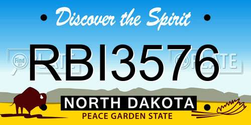RBI3576 North Dakota License Plate