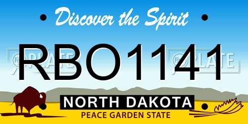 RBO1141 North Dakota License Plate