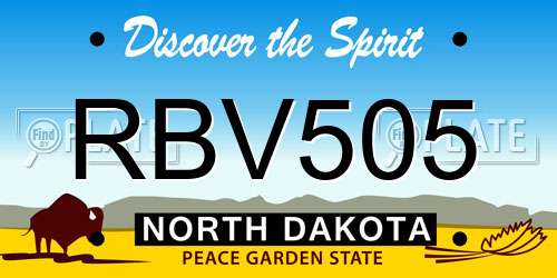 RBV505 North Dakota License Plate
