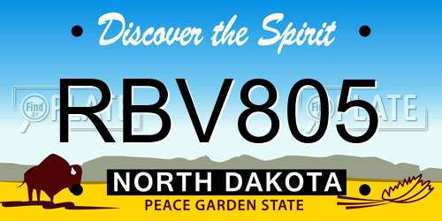 RBV805 North Dakota License Plate