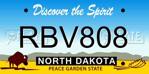 RBV808 North Dakota License Plate