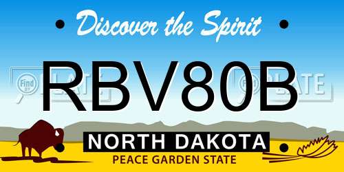 RBV80B North Dakota License Plate