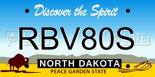RBV80S North Dakota License Plate