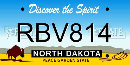 RBV814 North Dakota License Plate