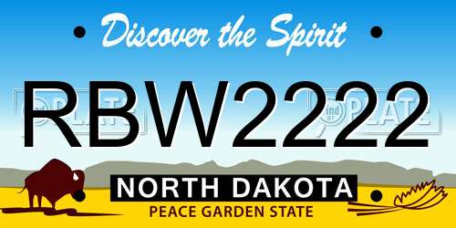 RBW2222 North Dakota License Plate