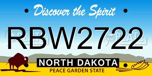 RBW2722 North Dakota License Plate