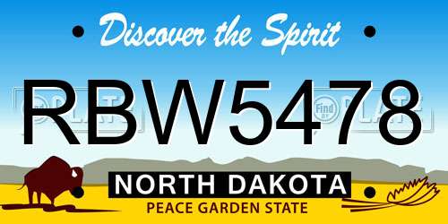 RBW5478 North Dakota License Plate