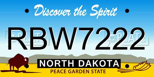 RBW7222 North Dakota License Plate