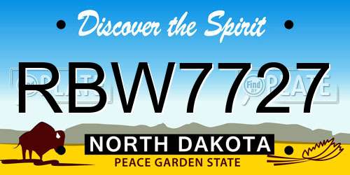 RBW7727 North Dakota License Plate